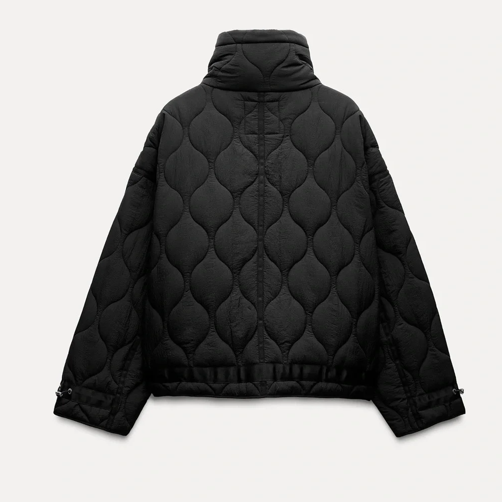 Zara Women's Black Quilted water repellent Jacket fall coat - Picture 2 of 8